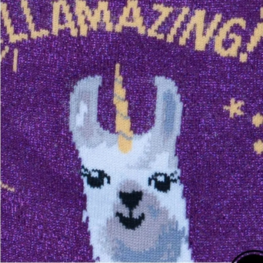 Sock It To Me NWT Llamazing! Women’s Crew Socks Llama Funny Novelty Shimmer Gift